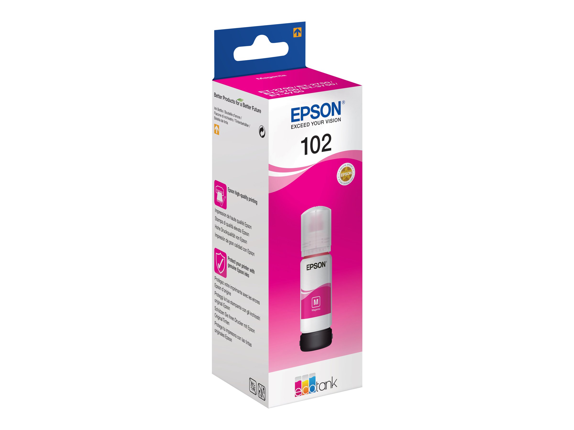 Epson 102 - 70 ml - Magenta - original - Tintenbehlter - fr EcoTank ET-15000, 2750, 2751, 2756, 2850, 2851, 2856, 3850, 4750, 