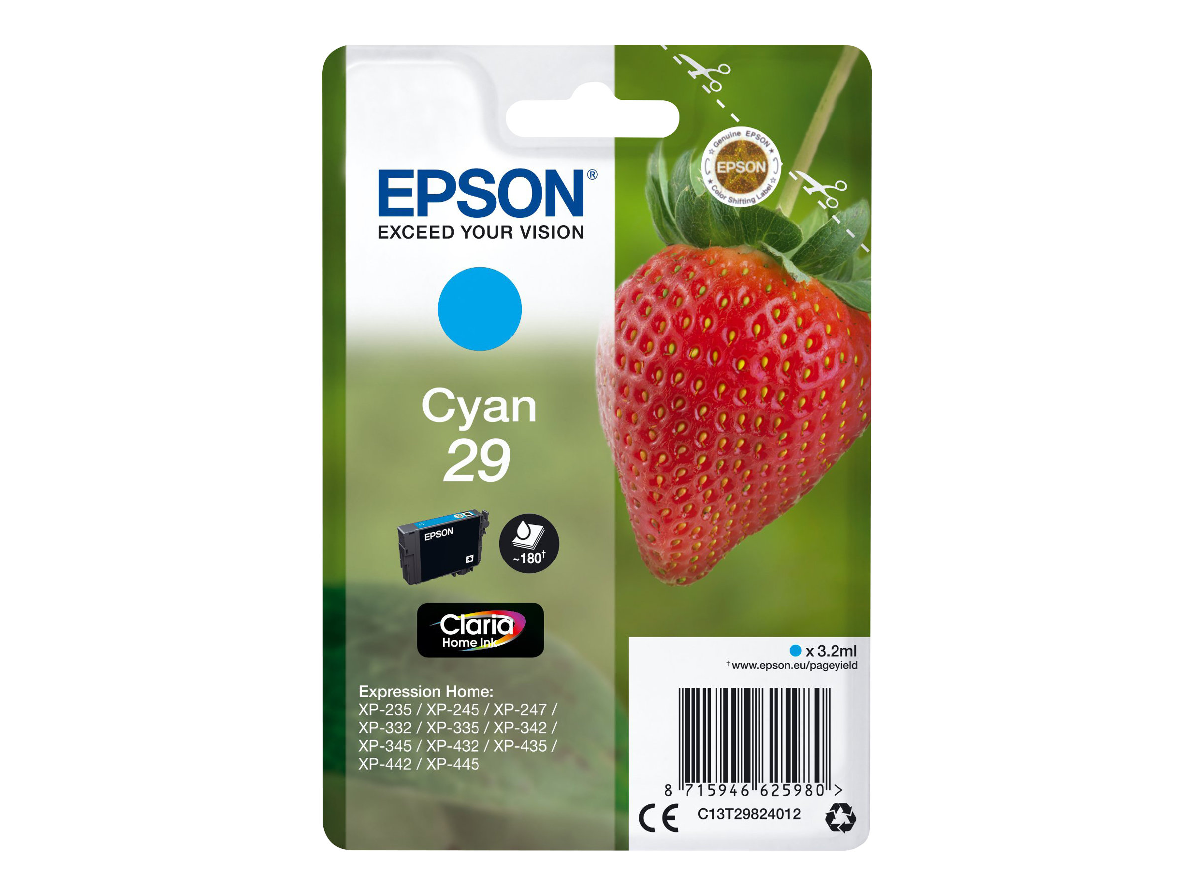 Epson 29 - 3.2 ml - Cyan - original - Blister mit RF- / akustischem Alarmsignal - Tintenpatrone