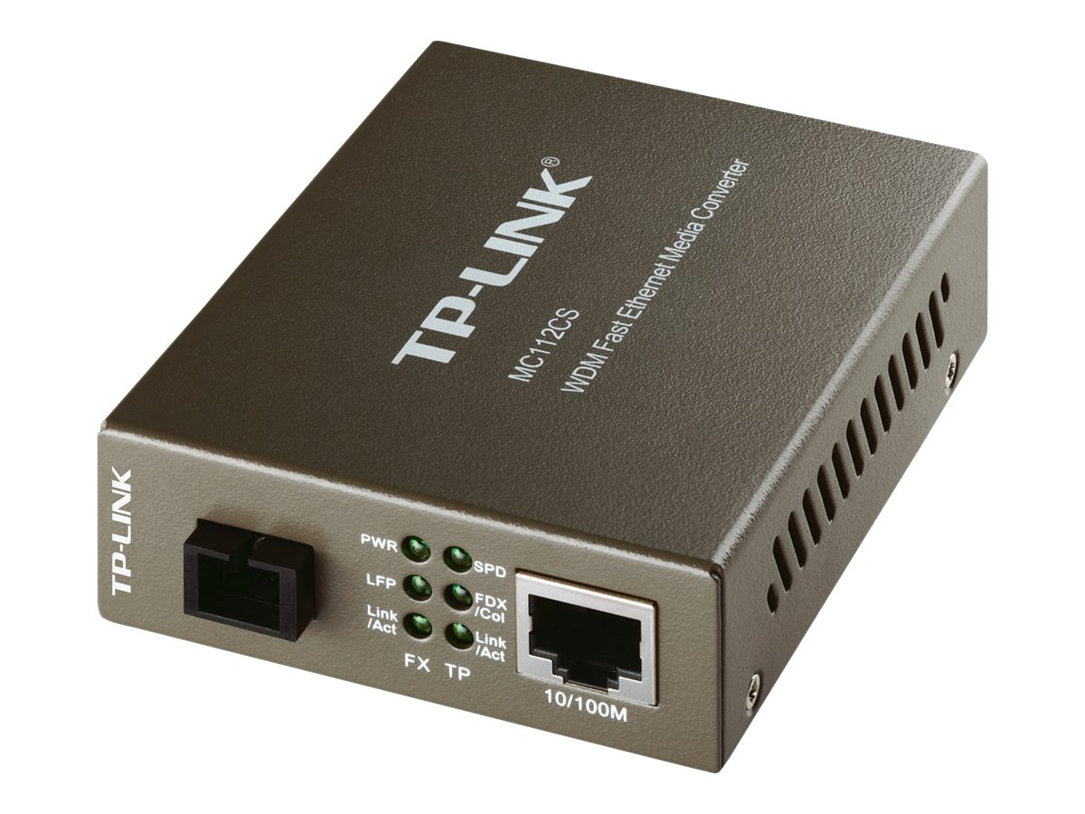 TP-Link MC112CS - Medienkonverter - 100Mb LAN - 10Base-T, 100Base-FX, 100Base-TX - RJ-45 / SC Single-Modus - bis zu 20 km