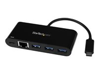 StarTech.com 3 Port USB 3.0 Hub mit Gigabit Ethernet und Stromversorgung - USB-C - Hub - 3 x SuperSpeed USB 3.0 + 1 x 10/100/100
