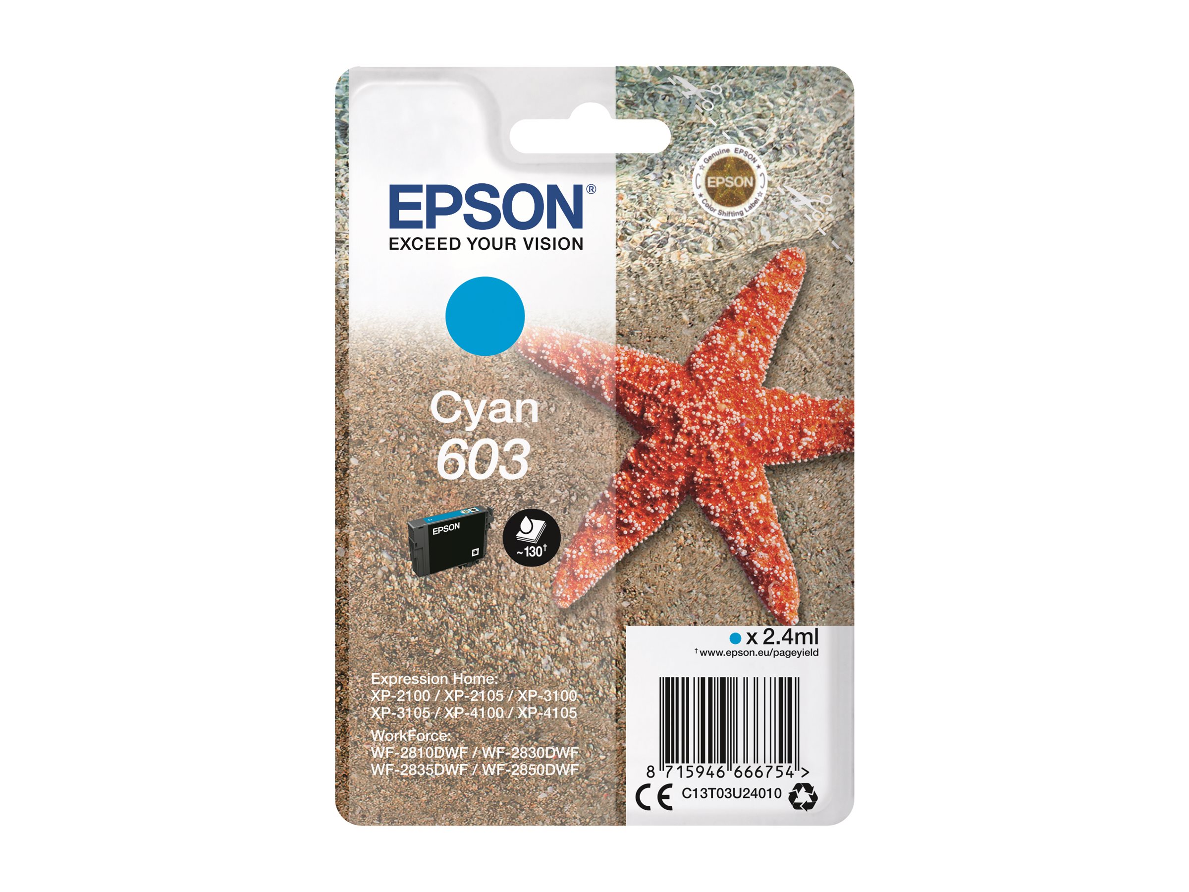 Epson 603 - 2.4 ml - Cyan - original - Blisterverpackung - Tintenpatrone