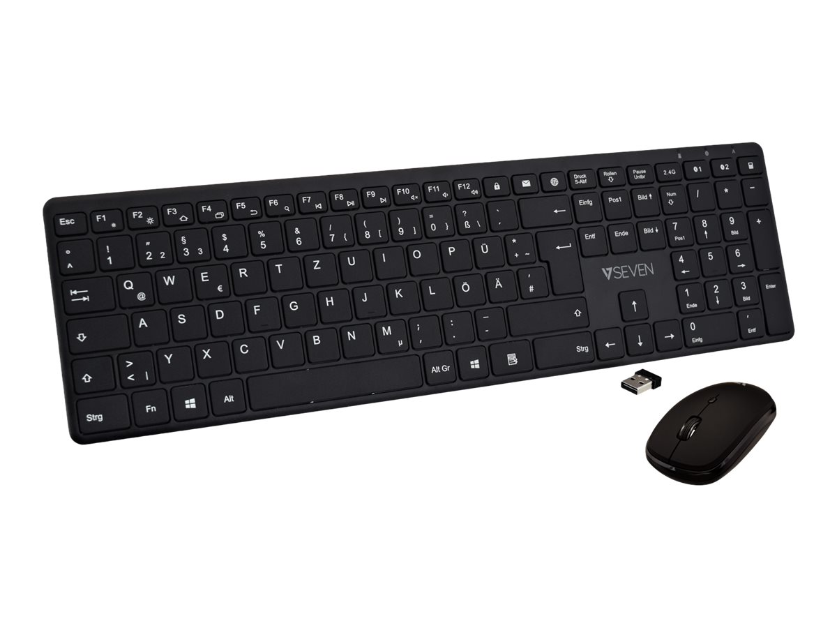 V7 - Tastatur-und-Maus-Set - Slim - kabellos - Bluetooth, 2.4 GHz - QWERTZ