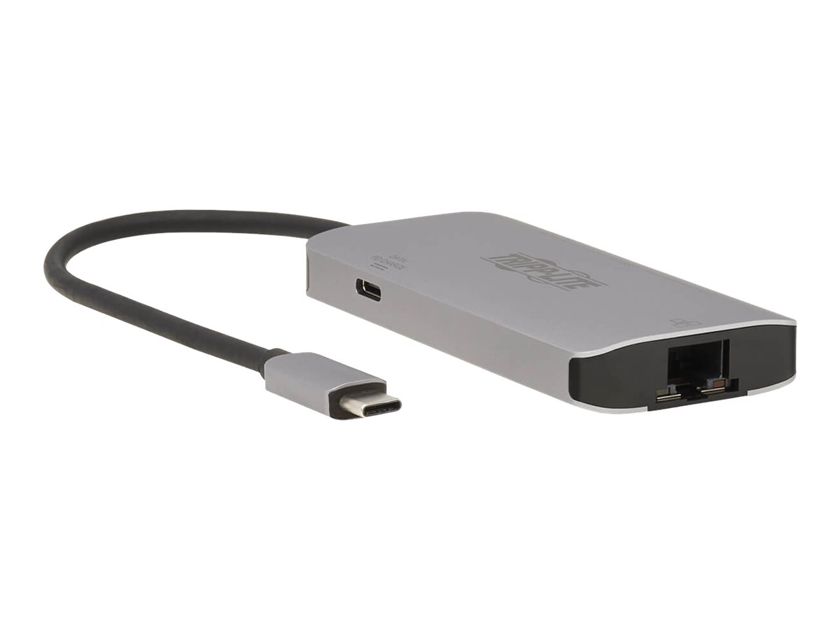 Tripp Lite USB C Hub - 3-Port USB 3.2 Gen 1, 3 USB-A Ports, GbE, Thunderbolt 3, 100W PD Charging, Aluminum Housing - Dockingstat