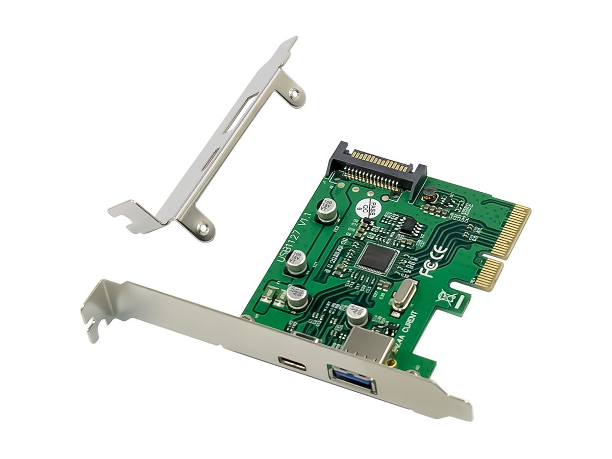 Conceptronic EMRICK09G - USB-Adapter - PCIe 3.0 x4 Low-Profile - USB-C 3.2 Gen 2 x 1 + USB 3.2 Gen 2 x 1 - grn