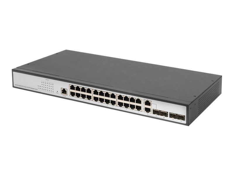 DIGITUS DN-80221-3 - Switch - managed - 24 x 10/100/1000 + 2 x 10/100/1000/SFP (Uplink) + 2 x SFP (mini-GBIC) (Uplink) - Desktop