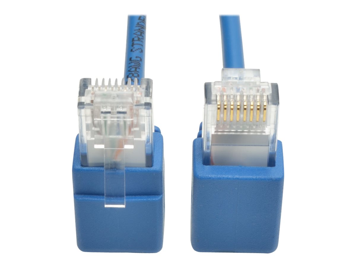 Eaton Tripp Lite Series Right-Angle Cat6 Gigabit Snagless Molded Slim UTP Ethernet Cable (RJ45 M/M), Blue, 2 ft. (0.61 m) - Patc