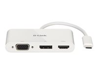 D-Link DUB-V310 - Videoadapter - 24 pin USB-C mnnlich zu HD-15 (VGA), HDMI, DisplayPort weiblich - 11 cm - 4K Untersttzung