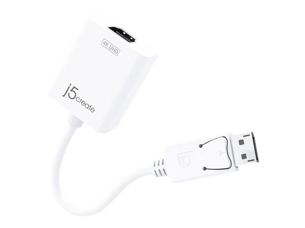 j5create JDA158 - Videoadapter - DisplayPort mnnlich zu HDMI weiblich - 16 cm - weiss - untersttzt 4K 60 Hz (4096 x 2160)