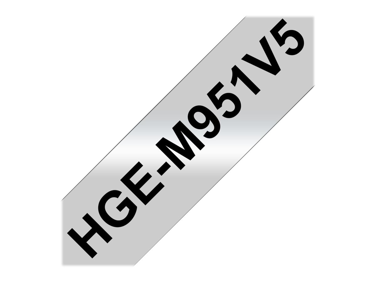 Brother HGE-M951V5 - Schwarz auf Silber - Rolle (2,4 cm x 8 m) 5 Kassette(n) laminiertes Band - fr P-Touch PT-9500pc, PT-9700PC