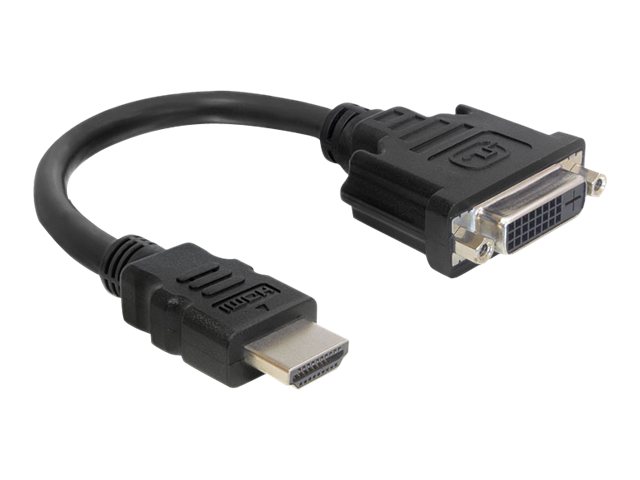 Delock - Adapterkabel - HDMI mnnlich zu DVI-I weiblich - 20 cm - Schwarz - untersttzt 1920 x 1080 bei 60 Hz