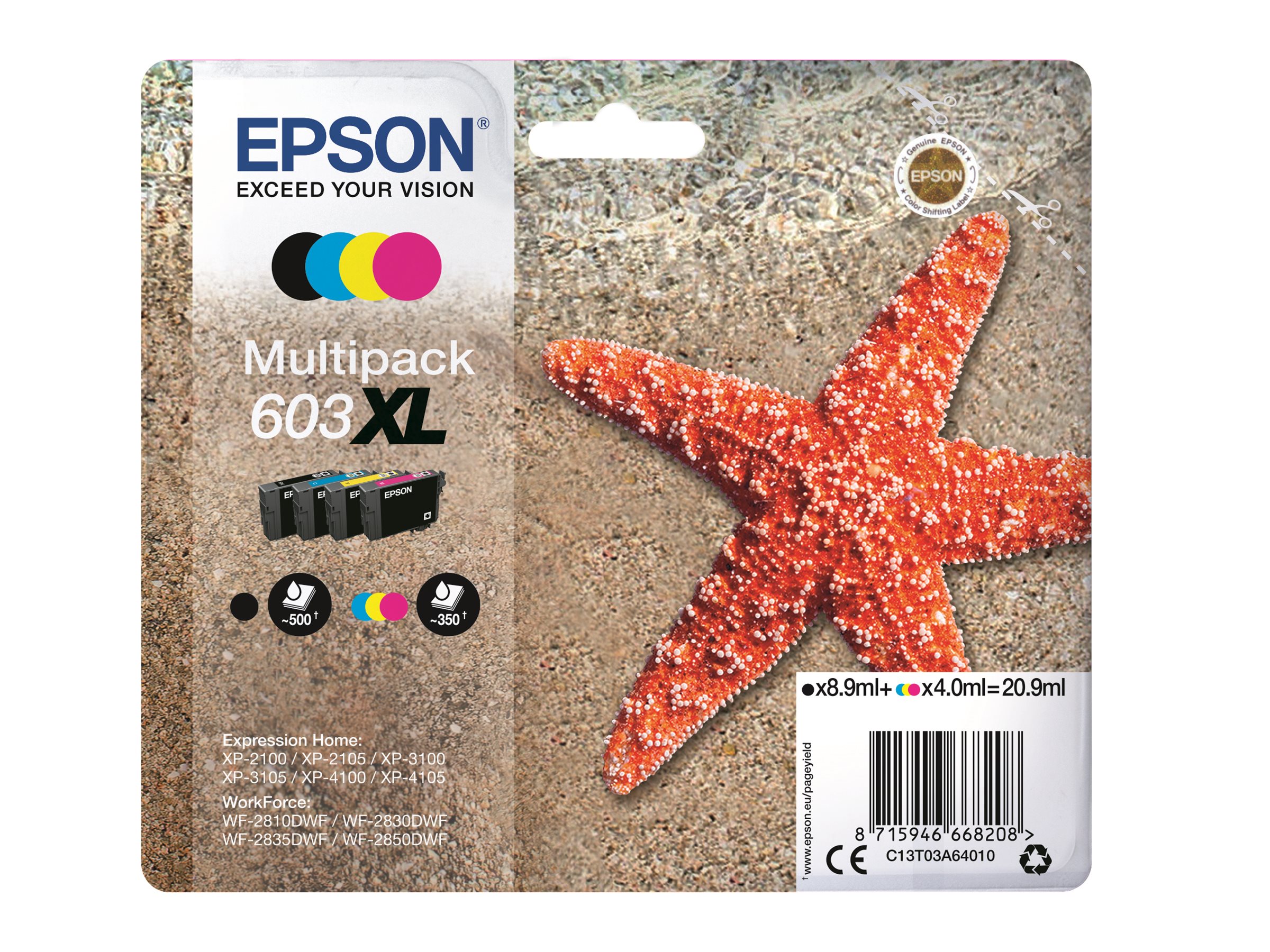 Epson 603XL Multipack - 4er-Pack - XL - Schwarz, Gelb, Cyan, Magenta - original - Blisterverpackung