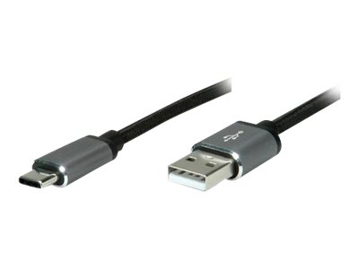 Roline - USB-Kabel - USB-C (M) geltet zu USB (M) geltet - USB 2.0 - 80 cm - Schwarz