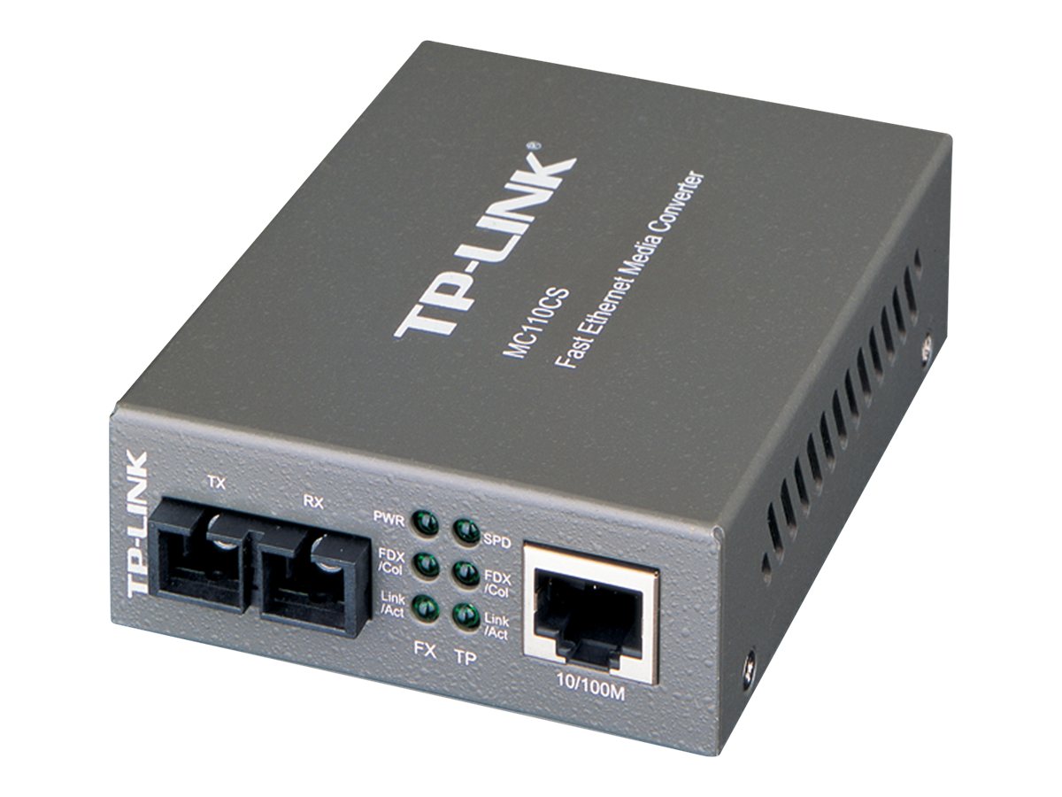 TP-Link MC110CS - Medienkonverter - 100Mb LAN - 10Base-T, 100Base-FX, 100Base-TX - RJ-45 / SC Single-Modus - bis zu 20 km