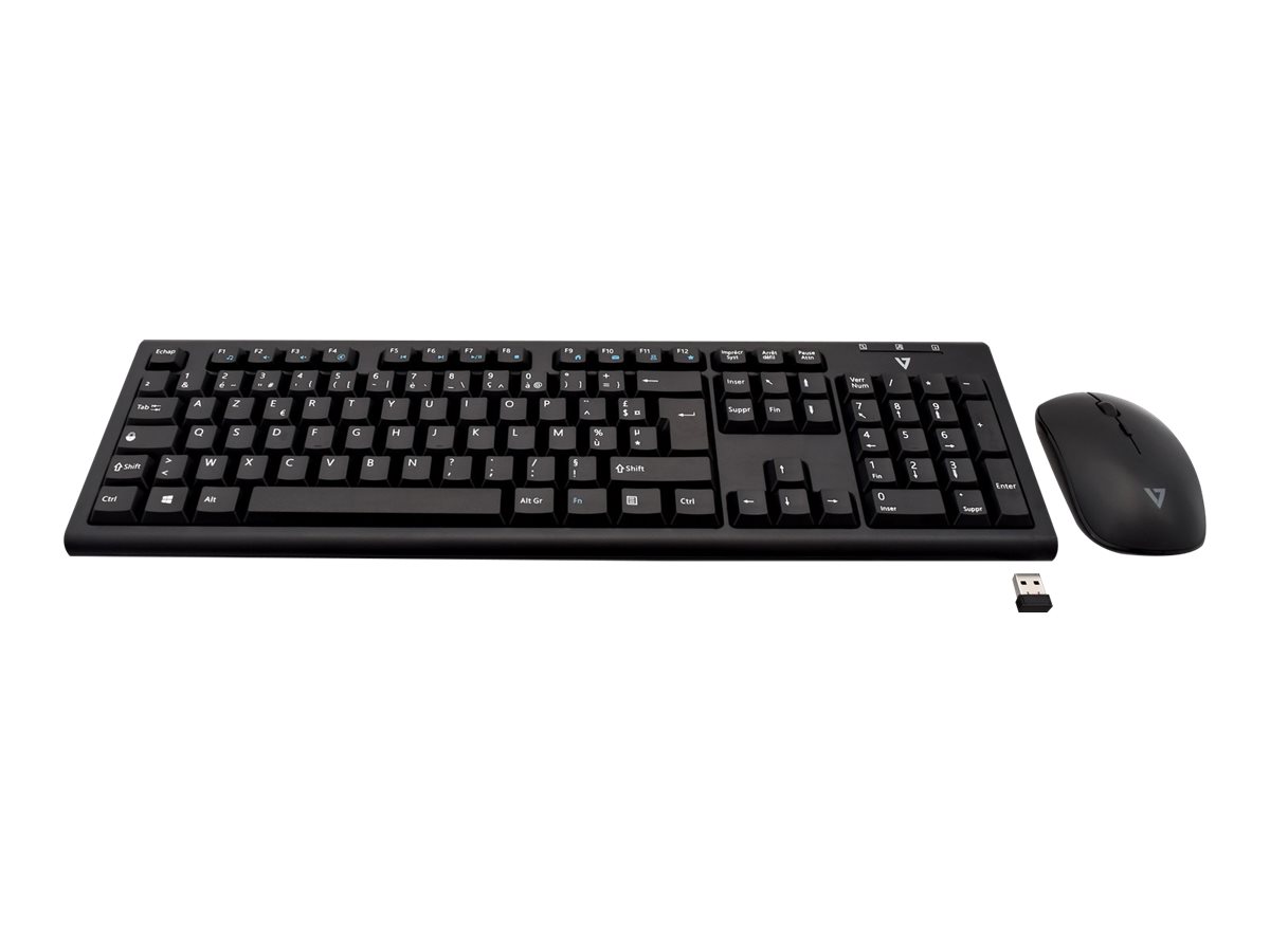 V7 CKW200ES - Tastatur-und-Maus-Set - kabellos - 2.4 GHz - Spanisch - Schwarz