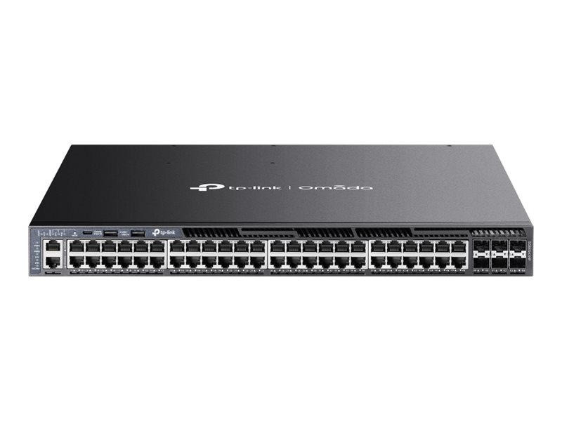 TP-Link Omada SG6654XHP V1 - Switch - L3 - managed - 48 x 10/100/1000 (PoE+) + 6 x 10Gb Ethernet SFP+ - Luftstrom von vorne nach
