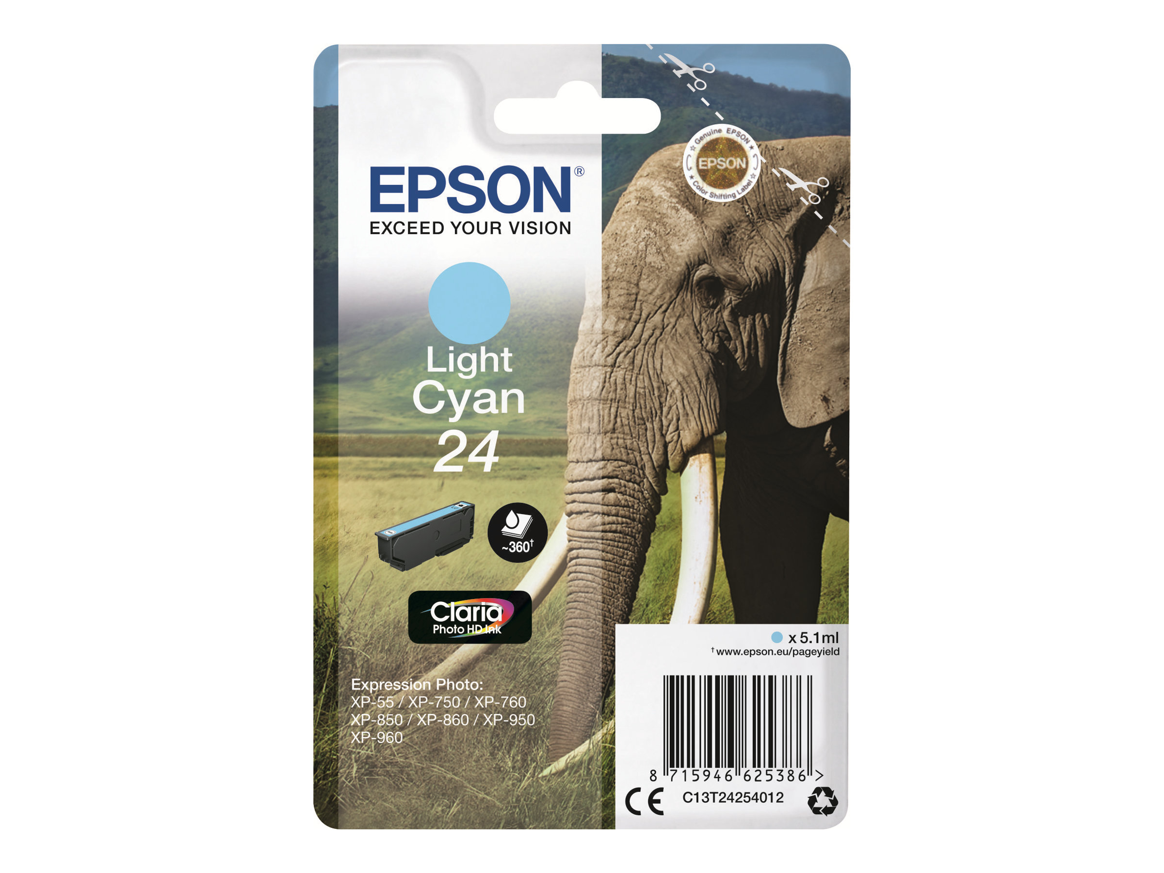 Epson 24 - 5.1 ml - hell Cyan - Original - Blister mit RF-Alarm - Tintenpatrone