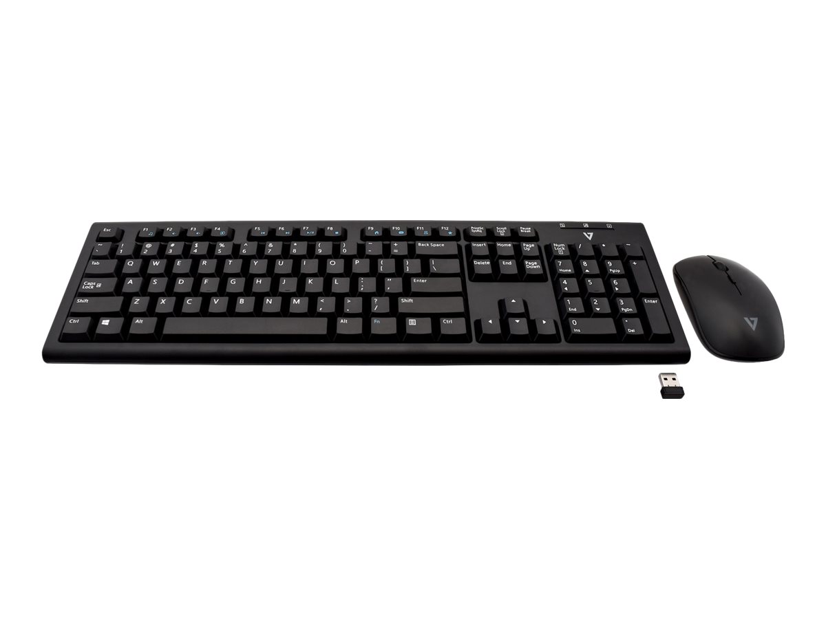 V7 CKW200US-E - Tastatur-und-Maus-Set - kabellos - 2.4 GHz - USA - Schwarz