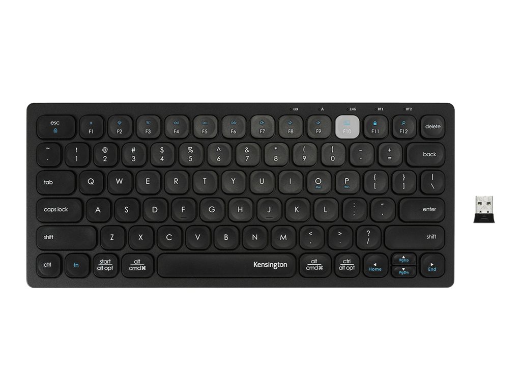 Kensington Multi-Device Dual Wireless Compact Keyboard - Tastatur - kabellos - 2.4 GHz, Bluetooth 3.0, Bluetooth 5.0 - Franzsis