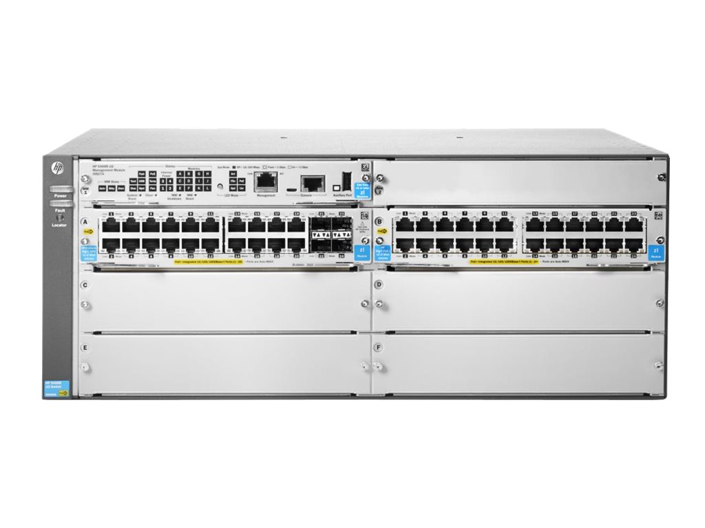 HPE Aruba 5406R-44G-PoE+/4SFP v2 zl2 - Switch - managed - 44 x 10/100/1000 + 4 x SFP+ - an Rack montierbar - PoE+