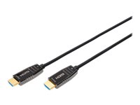 DIGITUS AOC - HDMI-Kabel mit Ethernet - HDMI Stecker zu HDMI Stecker - 30 m - Geschtzter Hybridkupfer/Faseroptik - Schwarz