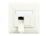 M-CAB - Wanddose - CAT 6 - RJ-45 X 2 - RAL 9010, Clean White - Abdeckung mit einer Aussparung