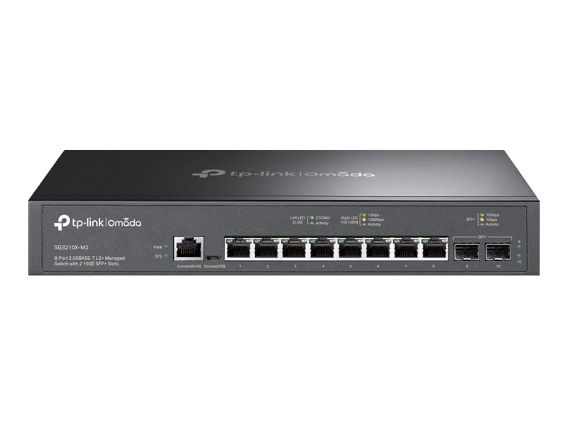 TP-Link Omada SG3210X-M2 V1 - Switch - L2+ - managed - 8 x 2.5GBase-T + 2 x 10Gb Ethernet SFP+ - an Rack montierbar, Desktop