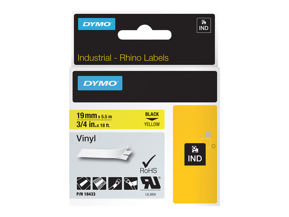 DYMO - Selbstklebend - Schwarz auf Gelb - Roll (1.9 cm x 5.5 m) 1 Rolle(n) Vinyl - fr Rhino 4200, 6000, 6000 Hard Case Kit; Rhi