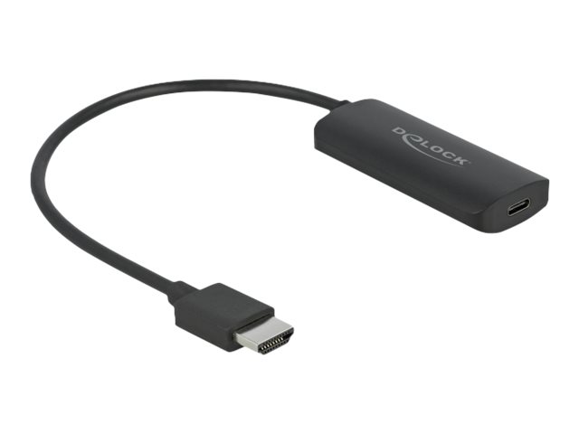 Delock - Videoadapter - 19 pin HDMI mnnlich zu 24 pin USB-C weiblich - 18 cm - Schwarz - untersttzt 8K 30 Hz (7680 x 4320), Un