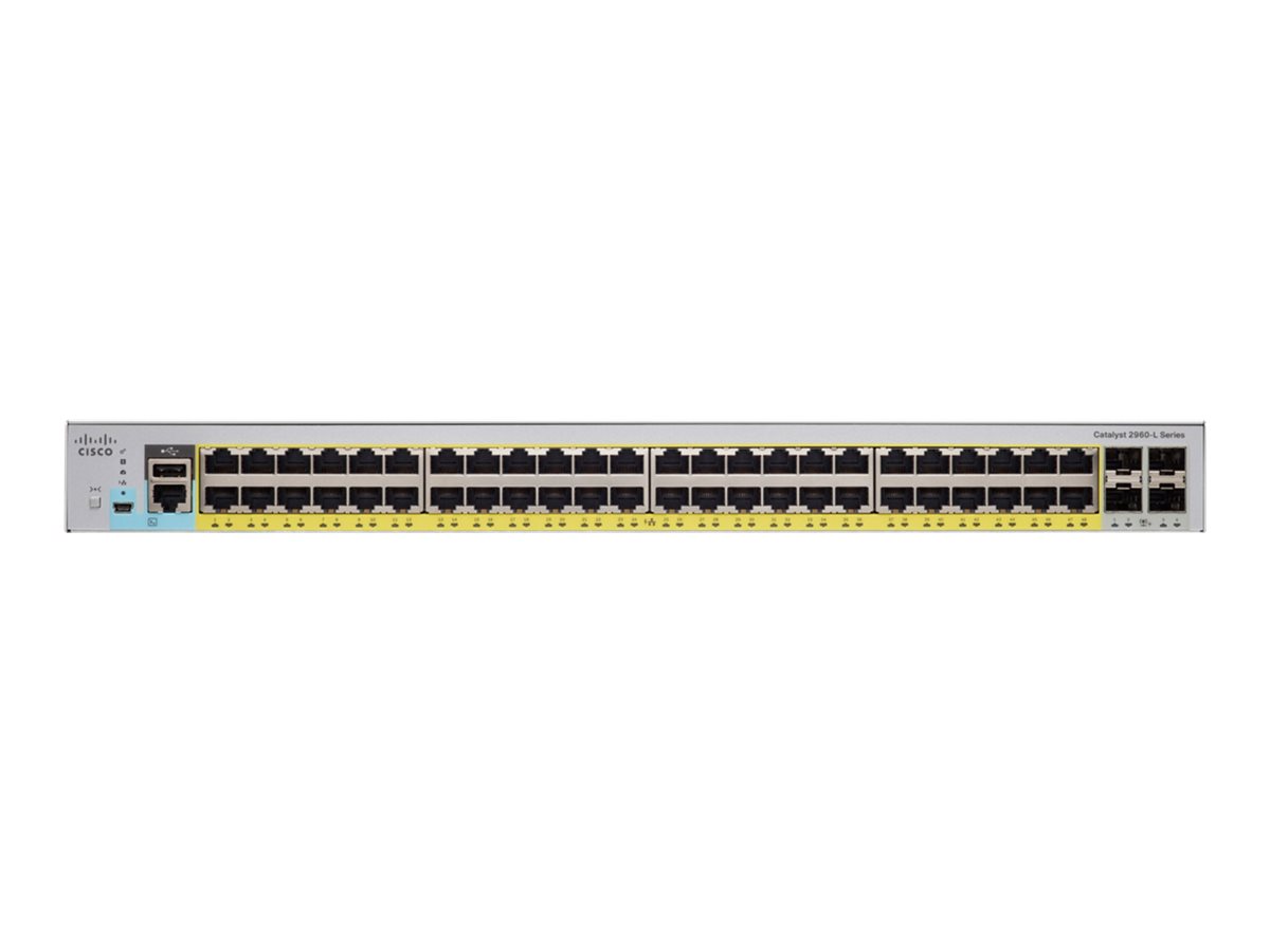 Cisco Catalyst 2960L-48TQ-LL - Switch - managed - 48 x 10/100/1000 + 4 x 1 Gigabit / 10 Gigabit SFP+ - Desktop, an Rack montierb