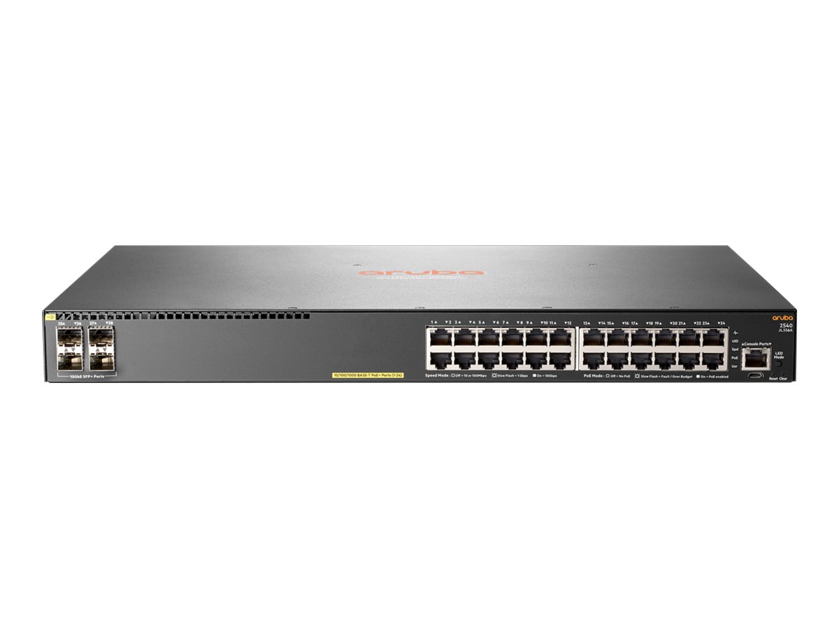 HPE Aruba 2540 24G PoE+ 4SFP+ - Switch - managed - 24 x 10/100/1000 (PoE+) + 4 x 10 Gigabit Ethernet / 1 Gigabit Ethernet SFP+ -