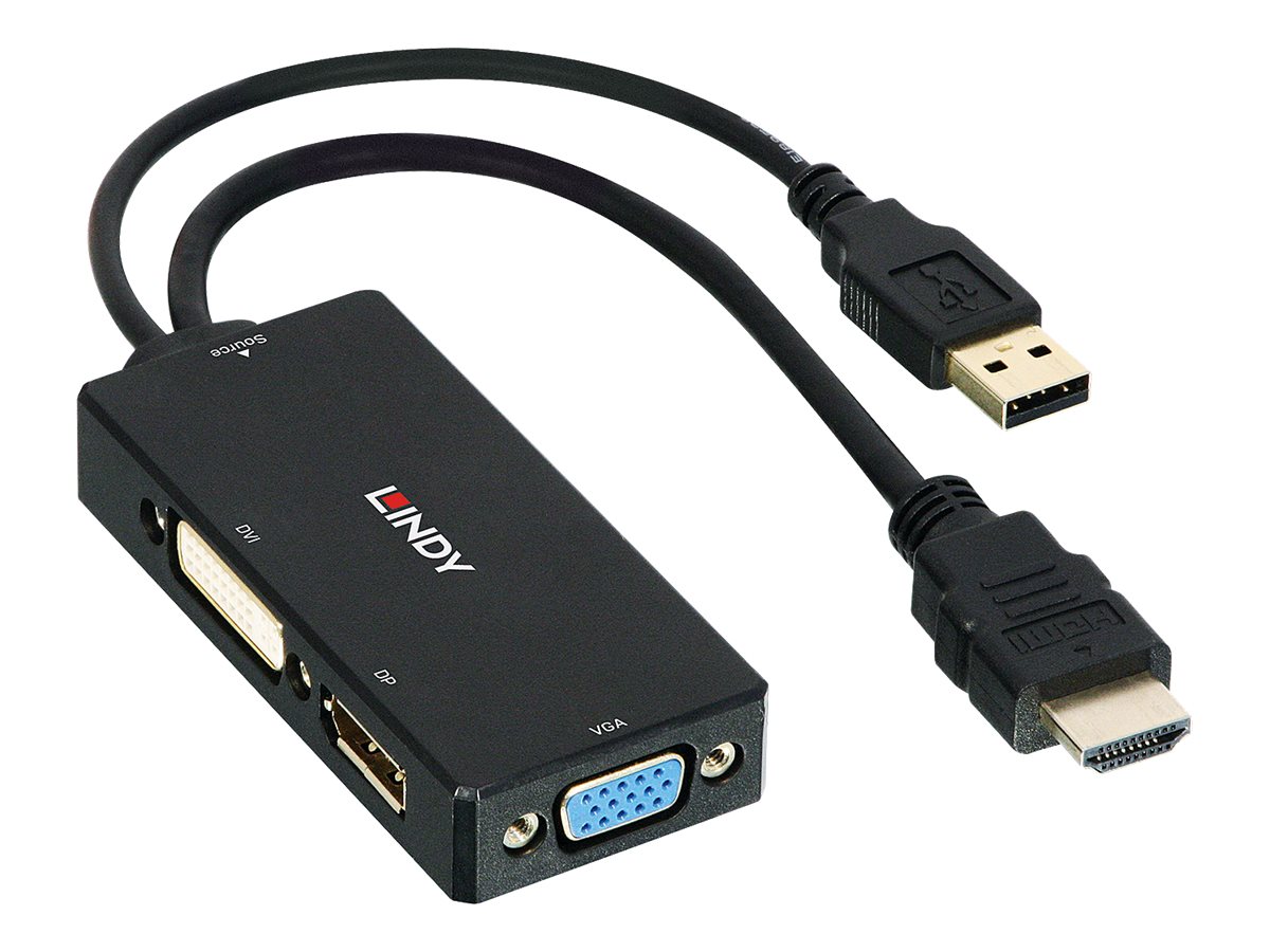Lindy - Videokonverter - HDMI - DVI, DisplayPort, VGA - Schwarz