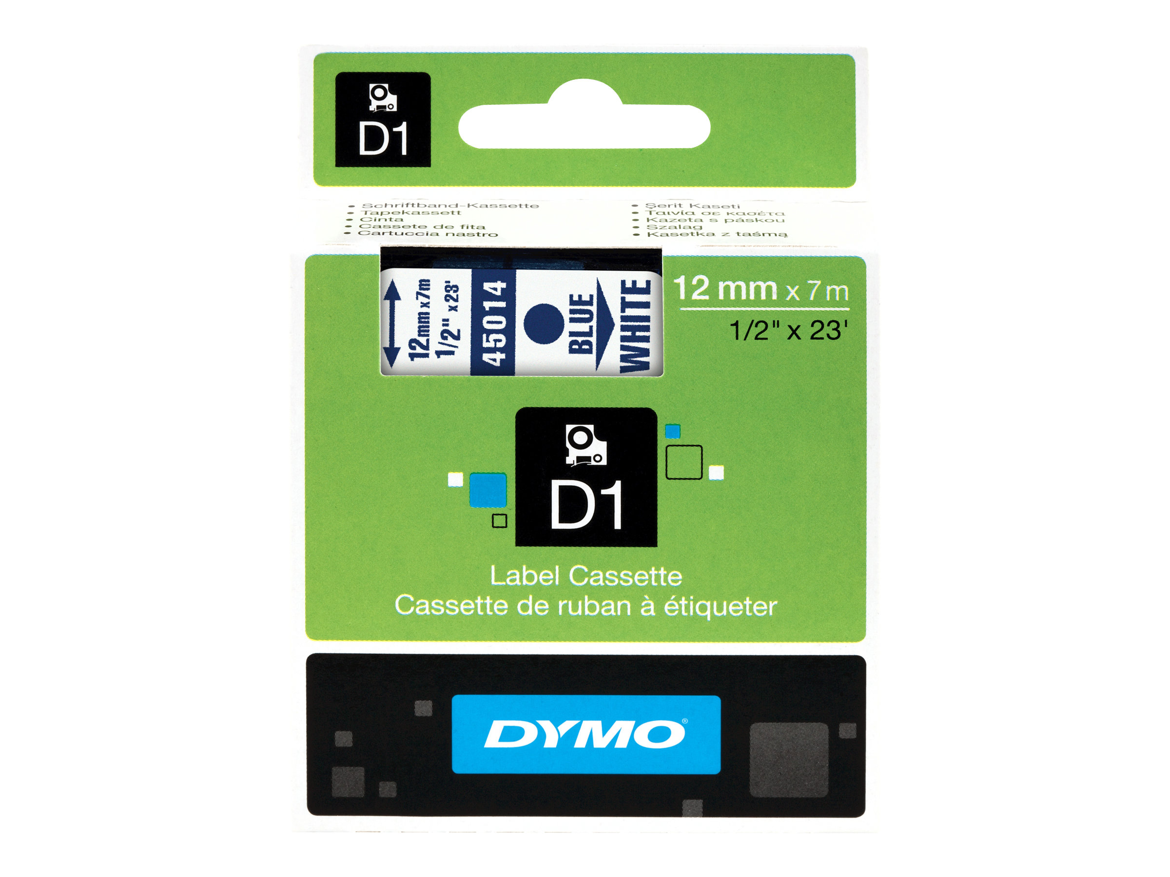 DYMO D1 - Selbstklebend - blau auf weiss - Rolle (1,2 cm x 7 m) 1 Kassette(n) Etikettenband - fr LabelMANAGER 100, 160, 210, 22
