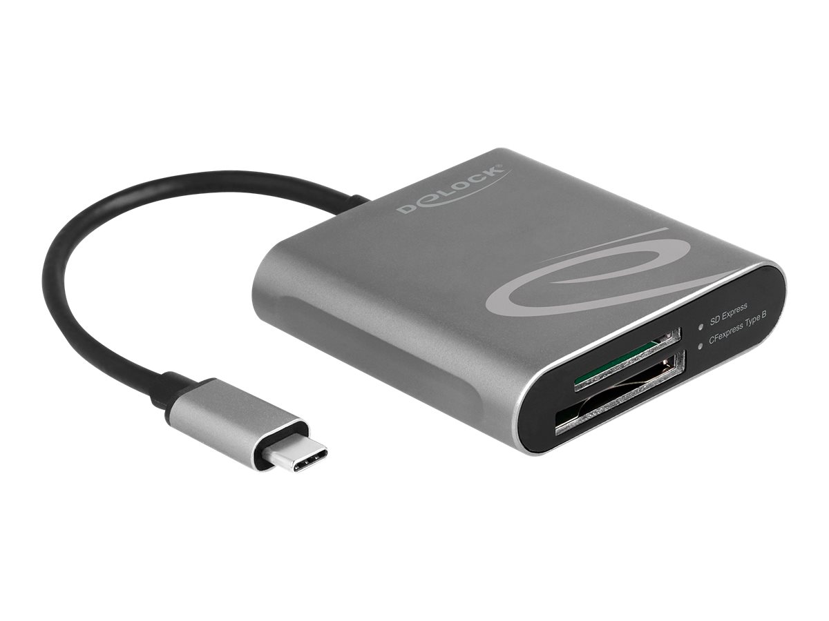 Delock - Kartenleser (SDHC, SDXC, SDHC UHS-I, SDXC UHS-I, SDHC UHS-II, SDXC UHS-II, CFexpress 2.0 Type B, SD Express) - USB-C 3.