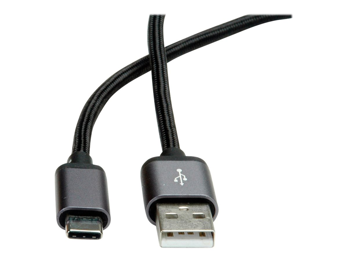 Roline - USB-Kabel - 24 pin USB-C (M) geltet zu USB (M) geltet - USB 2.0 - 1.8 m - Schwarz