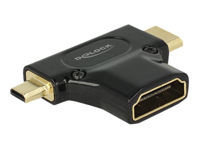 Delock Adapter High Speed HDMI with Ethernet - HDMI-A female > HDMI Mini-C male + Micro-D male - HDMI-Adapter - 19 pin mini HDMI