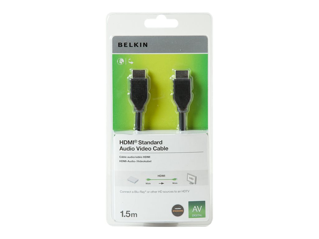 Belkin Standard - HDMI-Kabel - HDMI mnnlich zu HDMI mnnlich - 1.5 m - Doppelisolierung - Schwarz