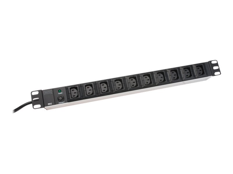 DIGITUS DN-95404 - Steckdosenleiste - Wechselstrom 250 V - Eingabe, Eingang IEC 60320 C14 - Ausgangsanschlsse: 10 (power IEC 60