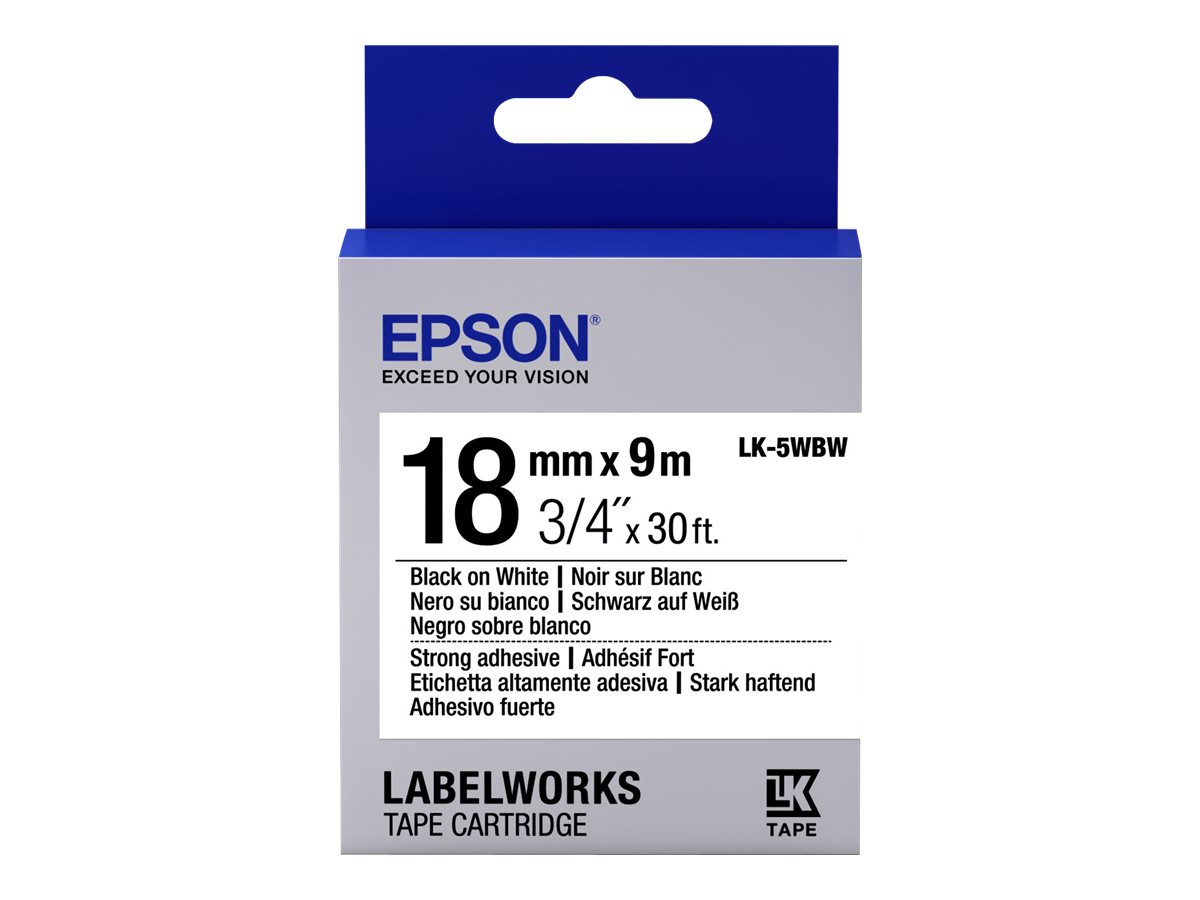 Epson LabelWorks LK-5WBW - Stark klebend - Schwarz auf Weiss - Rolle (1,8 cm x 9 m) 1 Kassette(n) Etikettenband - fr LabelWorks