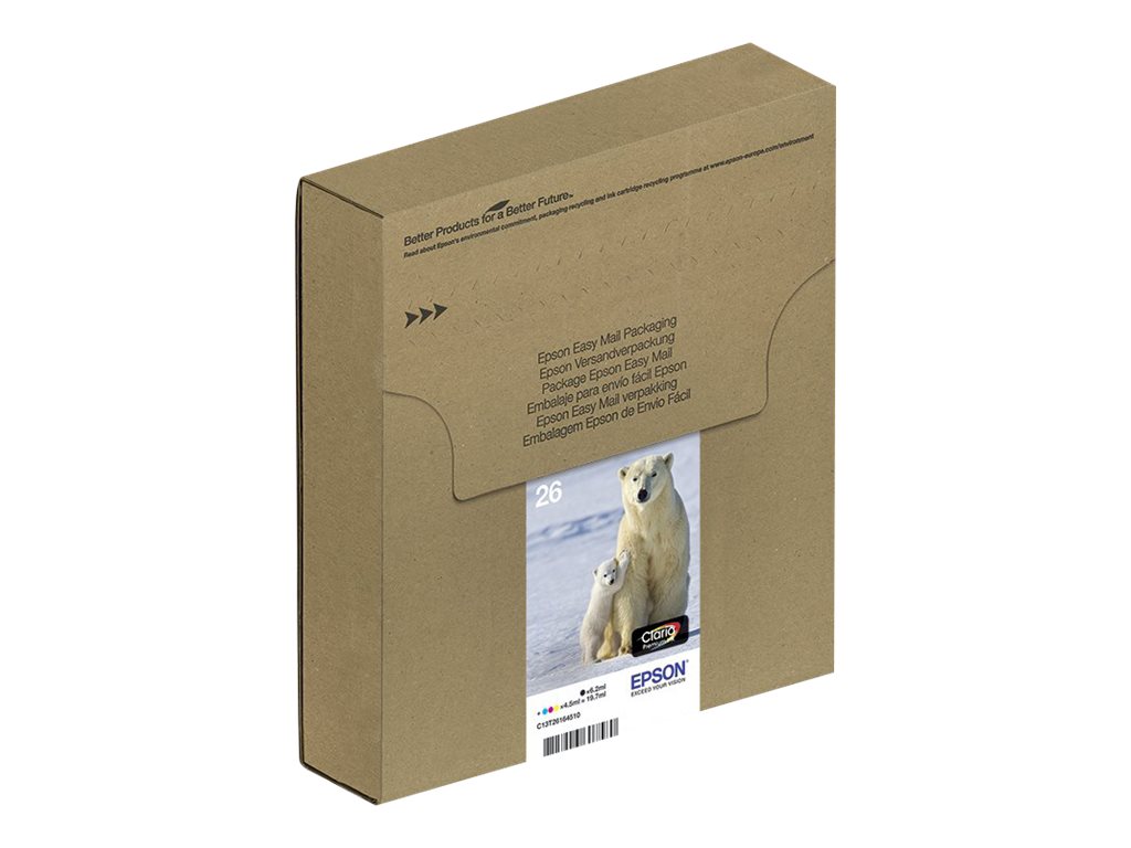 Epson 26 Multipack Easy Mail Packaging - 4er-Pack - 19.7 ml - Schwarz, Gelb, Cyan, Magenta - Original - Tintenpatrone