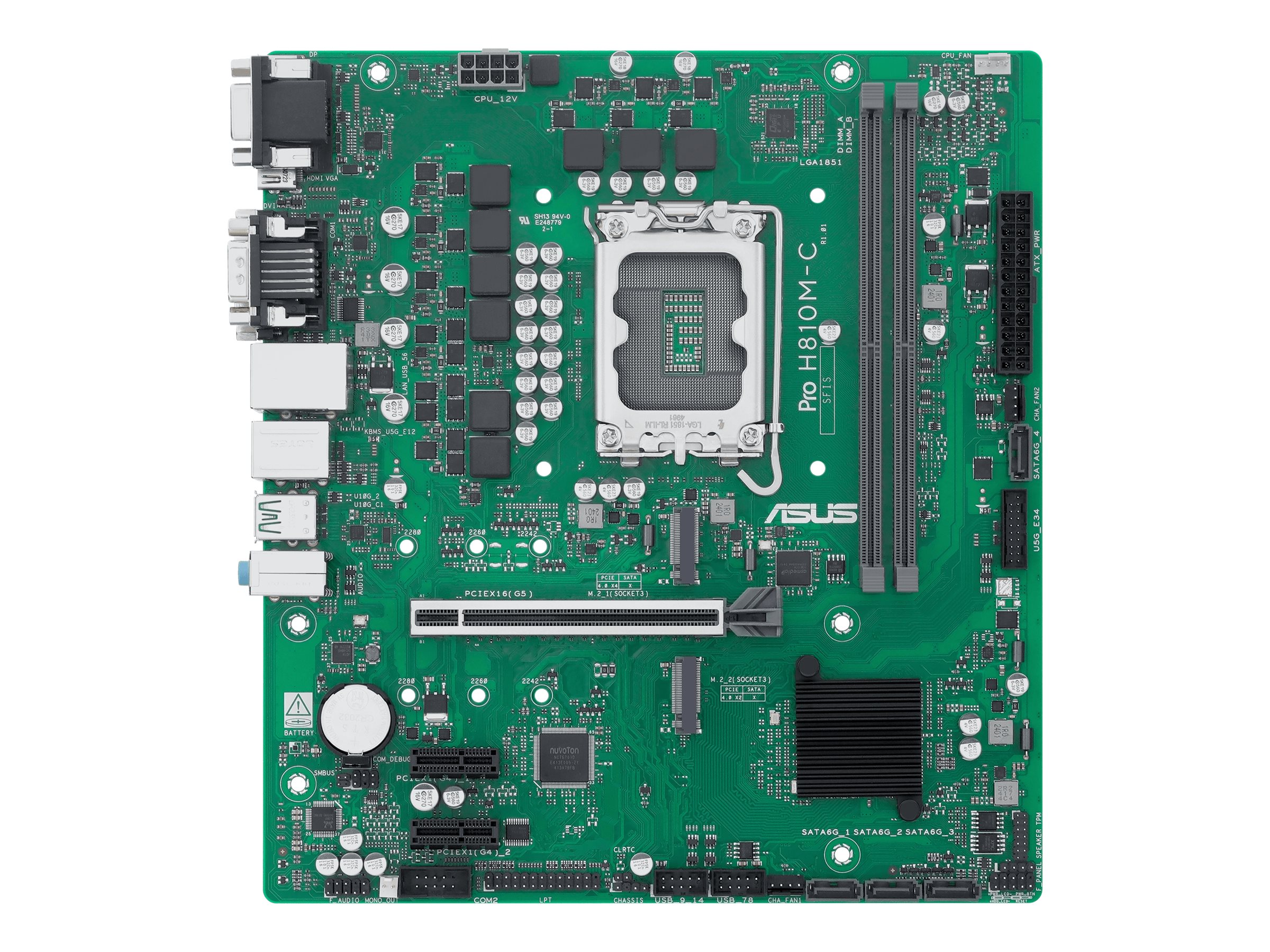 ASUS PRO H810M-C-CSM - Motherboard - micro ATX - LGA1851-Sockel - H810 Chipsatz - USB-C 3.2 Gen 1, USB 3.2 Gen 2, USB 3.2 Gen 1