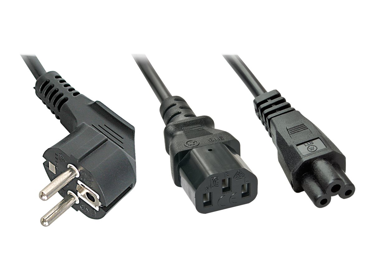 Lindy - Stromkabel - power CEE 7/7 (S) zu power IEC 60320 C13, IEC 60320 C5 - Schwarz