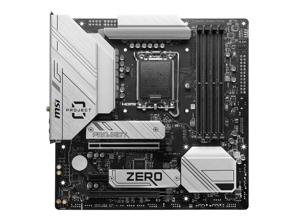 MSI B760M PROJECT ZERO - Motherboard - micro ATX - LGA1700-Sockel - B760 Chipsatz - USB 3.2 Gen 1, USB 3.2 Gen 2, USB-C 3.2 Gen2