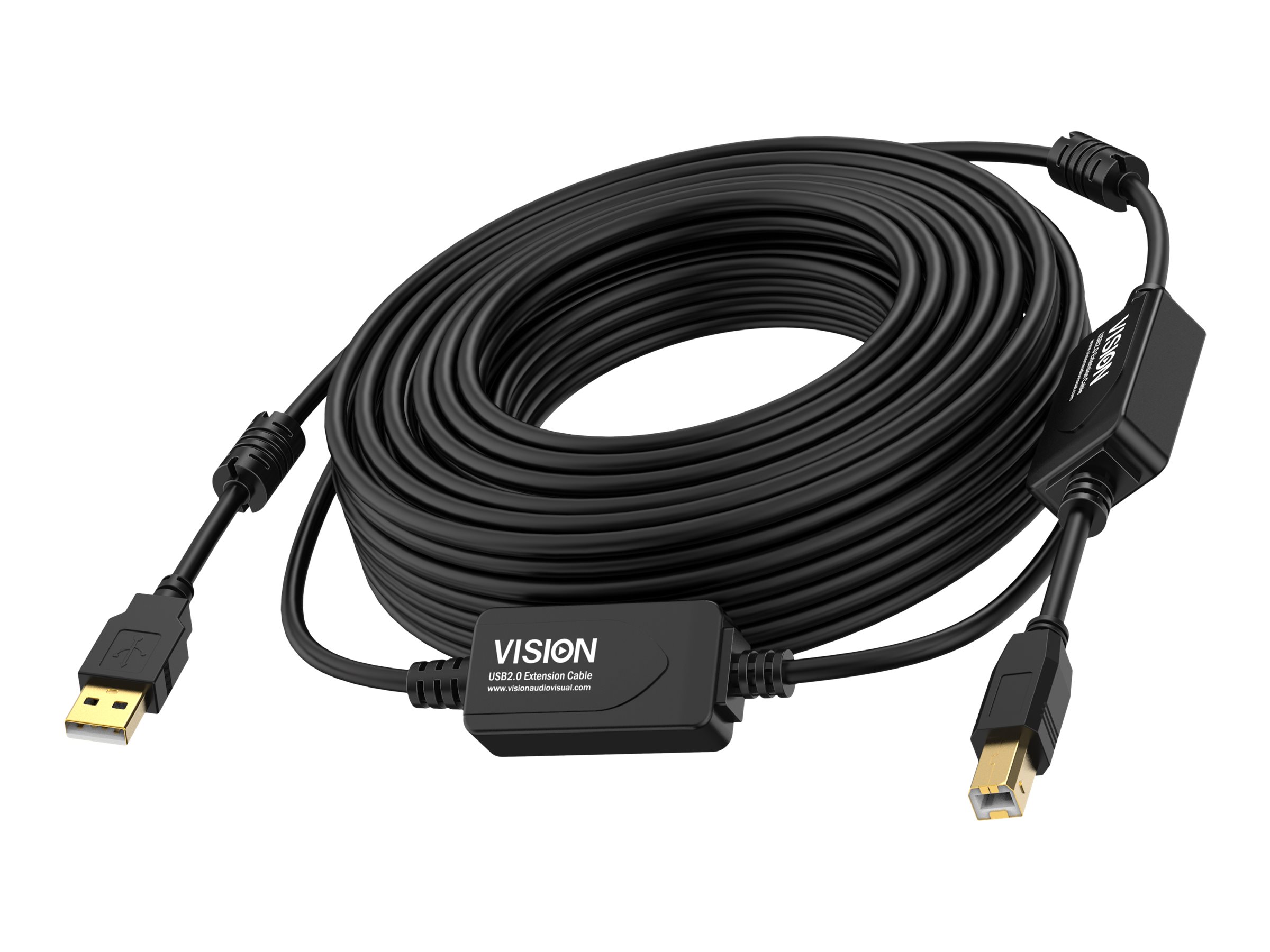 Vision - USB-Kabel - USB (M) zu USB Typ B (M) - USB 2.0 - 15 m - aktiver Booster nachgeschaltet