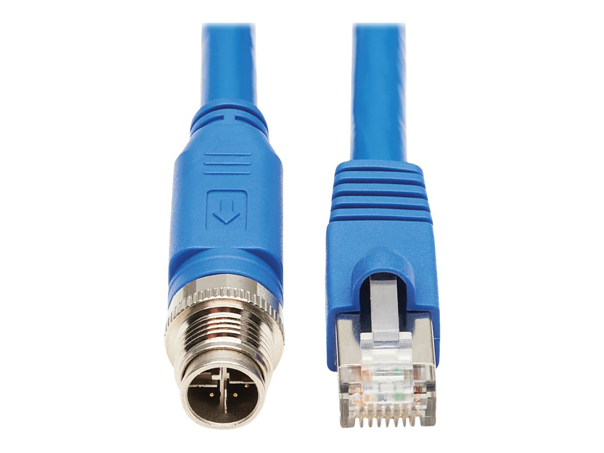 Eaton Tripp Lite Series M12 X-Code Cat6a 10G F/UTP CMR-LP Shielded Ethernet Cable (M12 M/RJ45 M), IP68, PoE, Blue, 10 m (32.8 ft