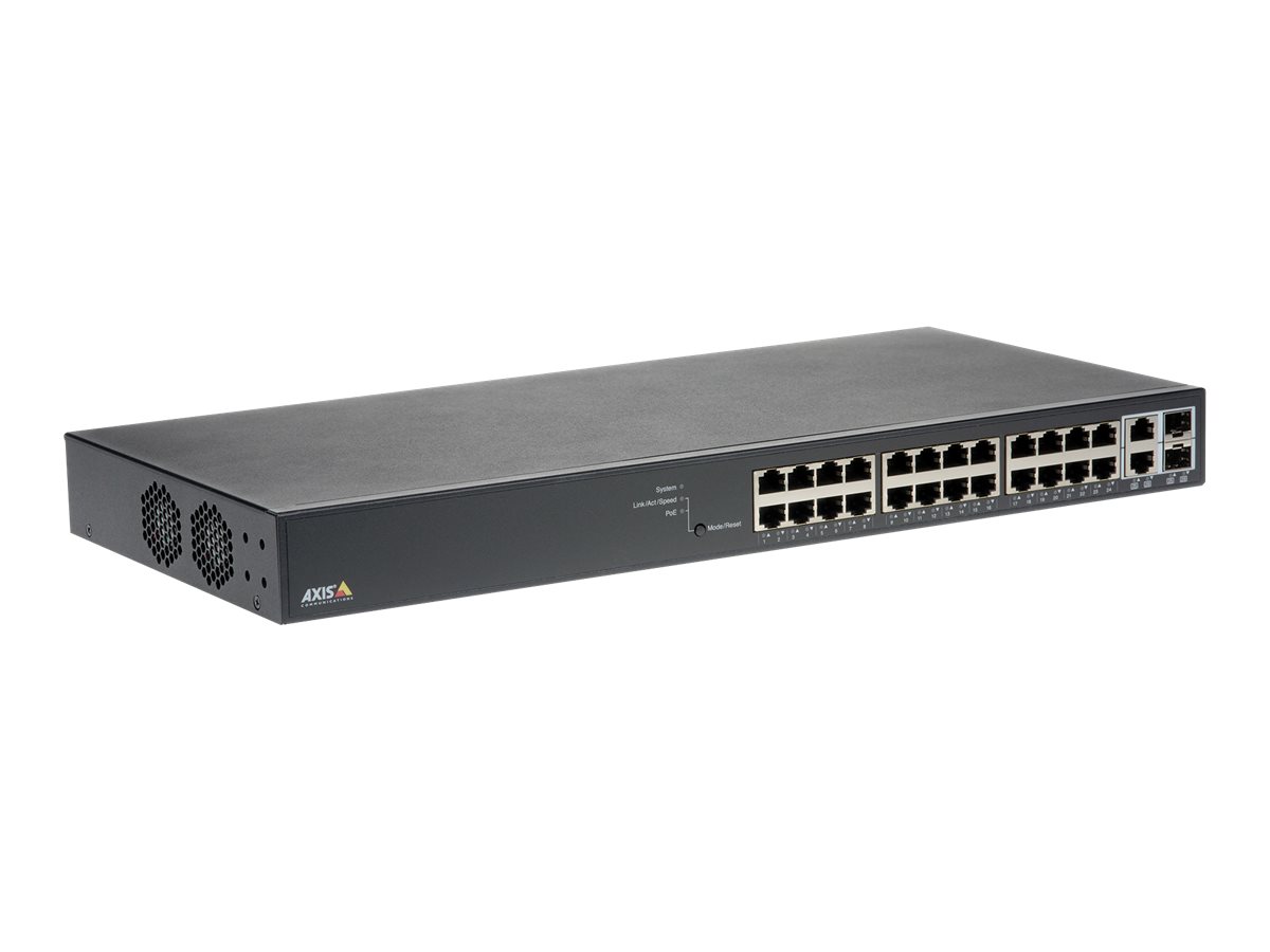Axis T8524 PoE+ Network Switch - Switch - managed - 24 x 10/100/1000 (PoE+) + 2 x Combo Gigabit SFP (Uplink) - Desktop, an Rack 