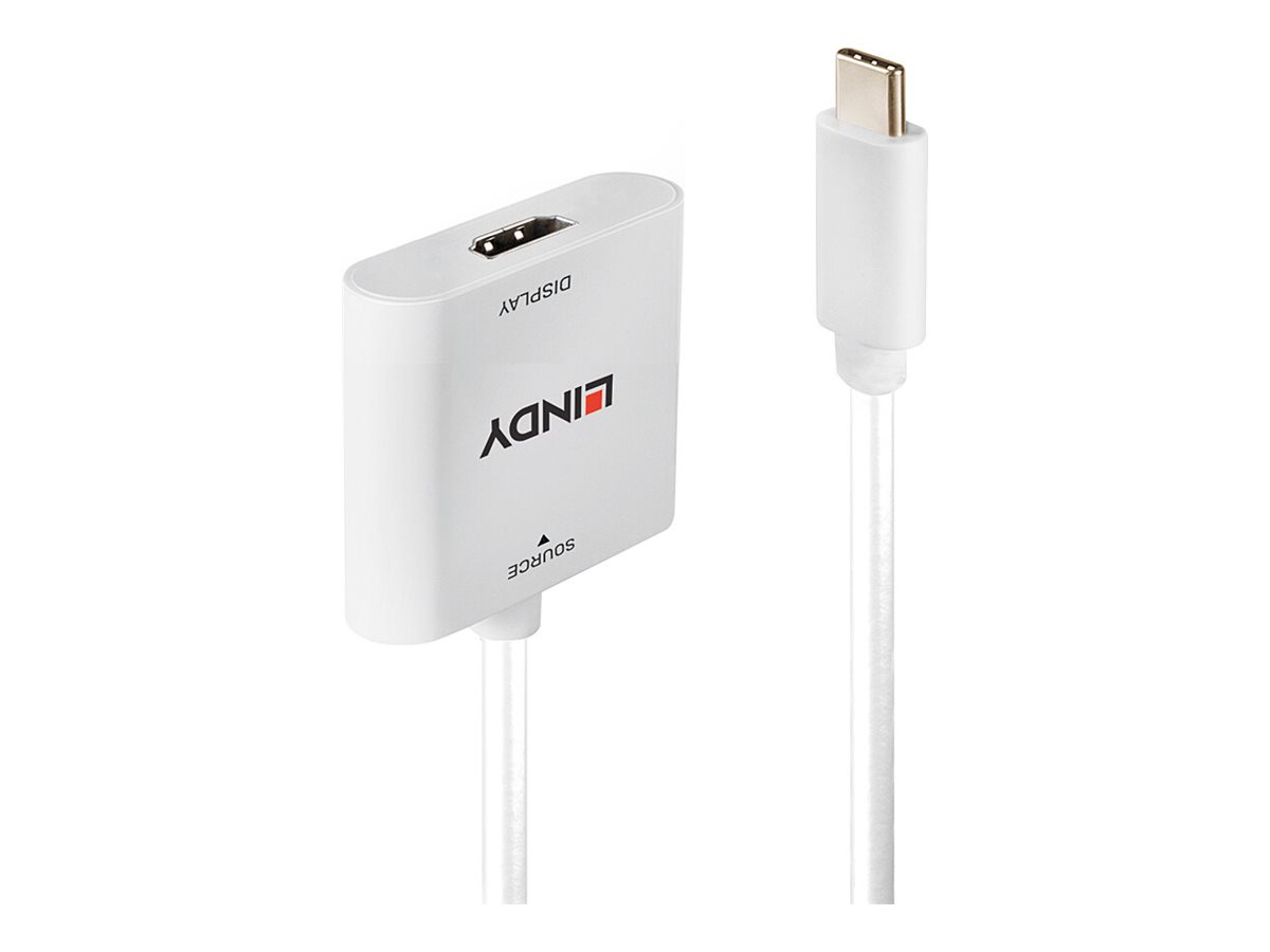 Lindy - Videoadapter - 24 pin USB-C mnnlich zu HDMI weiblich - 10 cm - weiss - untersttzt 4K 60 Hz (3840 x 2160)