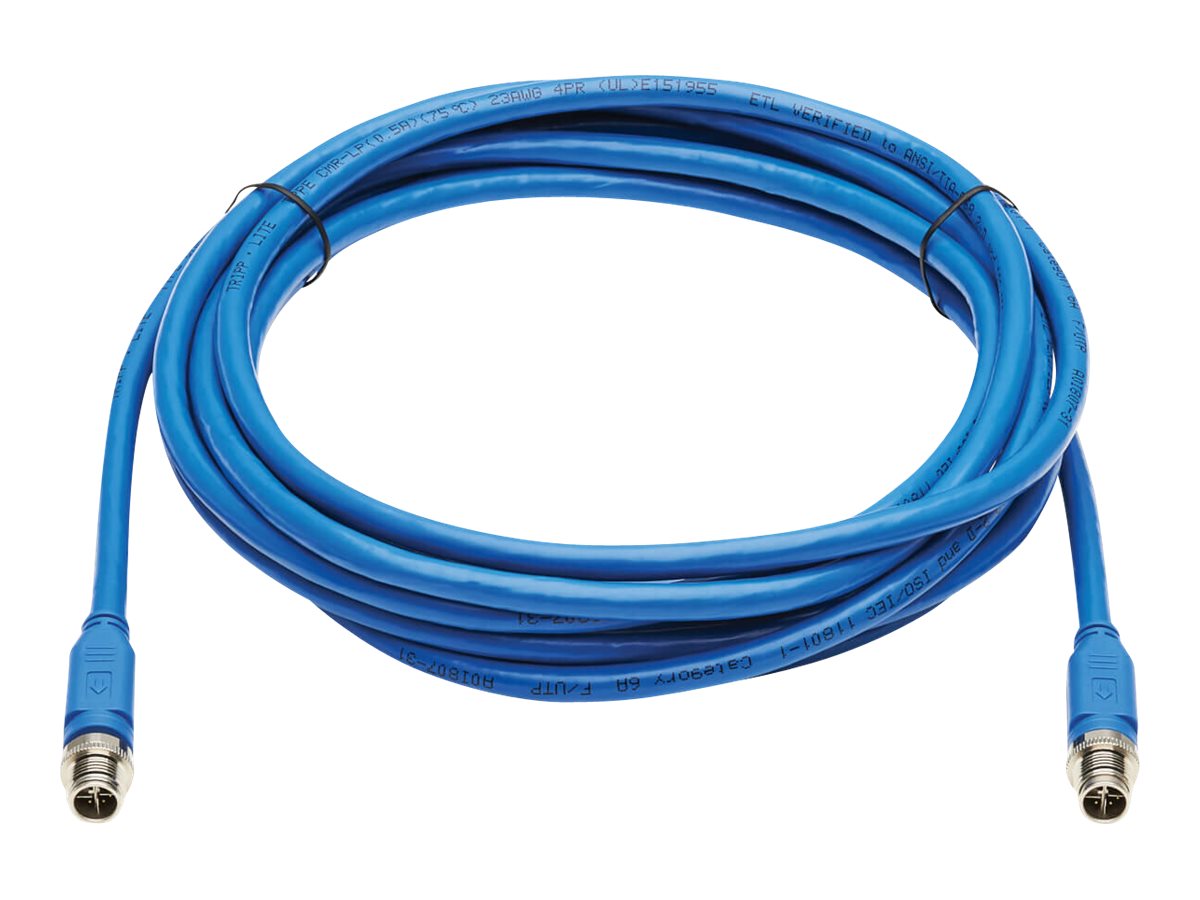 Eaton Tripp Lite Series M12 X-Code Cat6a 10G F/UTP CMR-LP Shielded Ethernet Cable (M/M), IP68, PoE, Blue, 3 m (9.8 ft.) - Netzwe