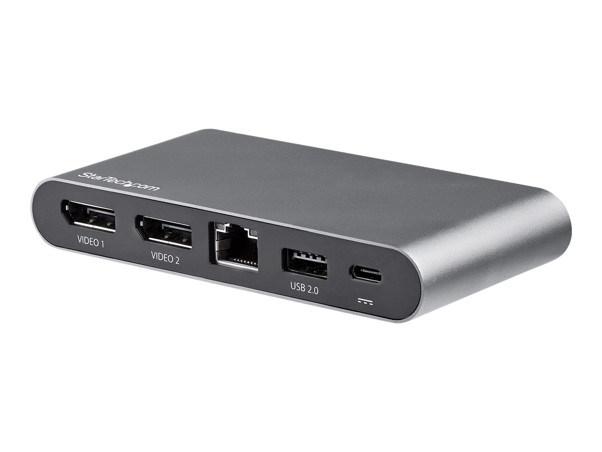StarTech.com USB C Dock, 4K Dual Monitor DisplayPort, Mini Laptop Docking Station, 100W Power Delivery Passthrough, GbE, 2-Port 