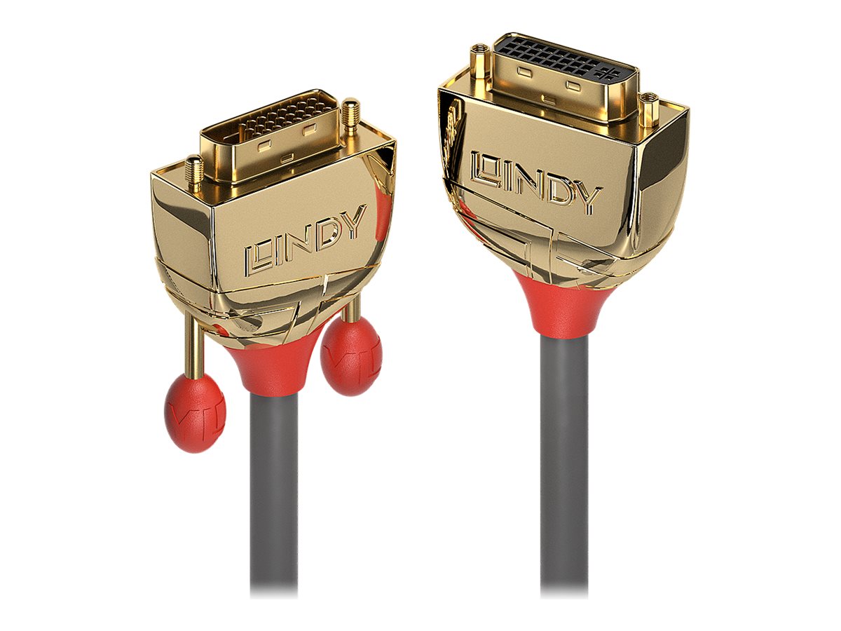 Lindy Gold - DVI-Verlngerungskabel - Dual Link - DVI-D (M) zu DVI-D (W) - 2 m - Daumenschrauben