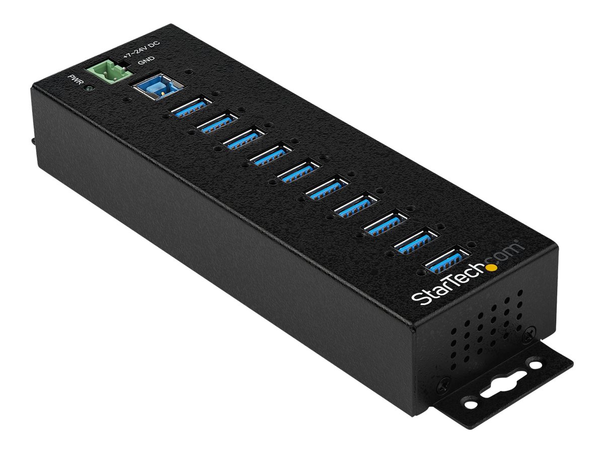 StarTech.com HB30A10AME USB 3.0 Hub (10-Port, Din-Rail,  Industrielle Anwendung, externes Netzteil, Uberspannungsschutz, ESD, 35